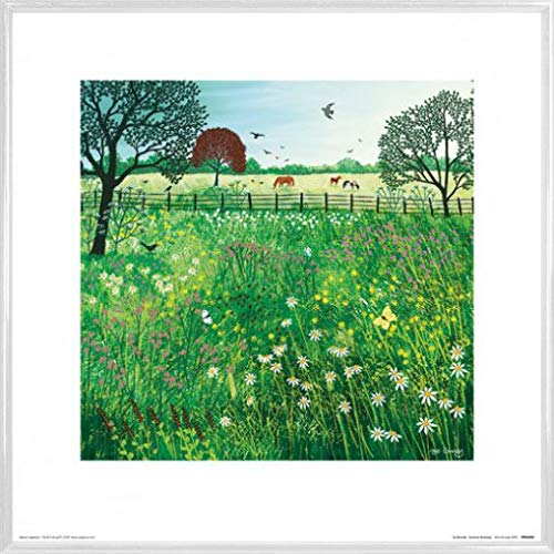 1art1 Wiesen Poster Kunstdruck Bild und Kunststoff-Rahmen - Summer Grazing, Jo Grundy (40 x 40cm) von 1art1