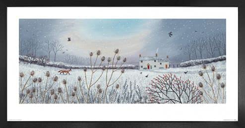 1art1 Wiesen Poster Kunstdruck Bild und MDF-Rahmen - First Snow, Jo Grundy (100 x 50cm) von 1art1