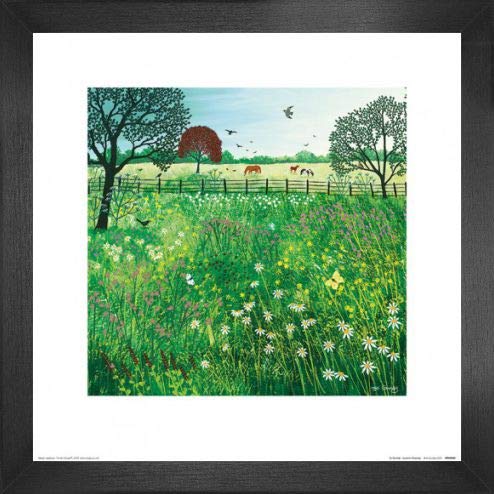 1art1 Wiesen Poster Kunstdruck Bild und MDF-Rahmen - Summer Grazing, Jo Grundy (40 x 40cm) von 1art1