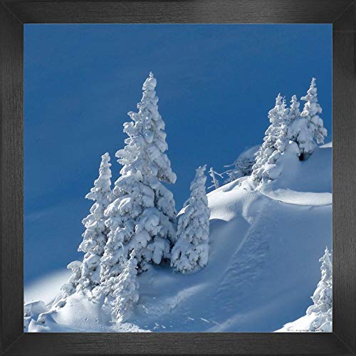 1art1 Winter Poster Kunstdruck Bild und MDF-Rahmen - Glitzernder Schnee Auf Eingeschneiter Berglandschaft (40 x 40cm) von 1art1