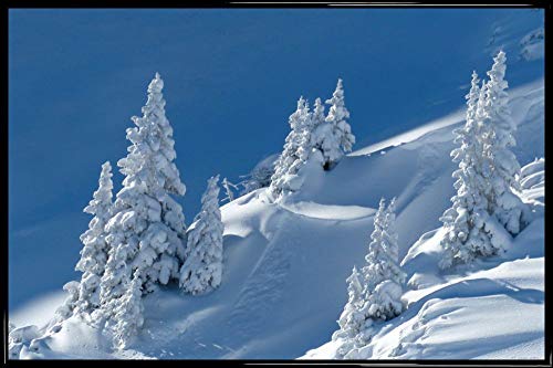 1art1 Winter Poster Plakat | Bild und Kunststoff-Rahmen - Glitzernder Schnee Auf Eingeschneiter Berglandschaft (91 x 61cm) von 1art1