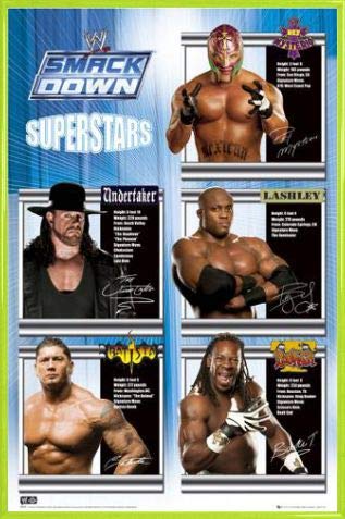 1art1 Wrestling Poster Plakat | Bild und Kunststoff-Rahmen - WWE, Smackdown Superstars (91 x 61cm) von 1art1