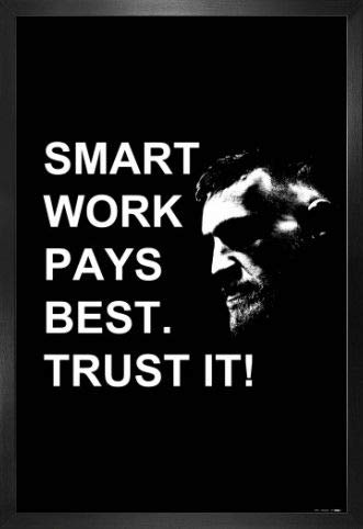 1art1 Zitate Poster Plakat | Bild und MDF-Rahmen - Smart Work Pays Best. Trust It!, Conor McGregor (91 x 61cm) von 1art1