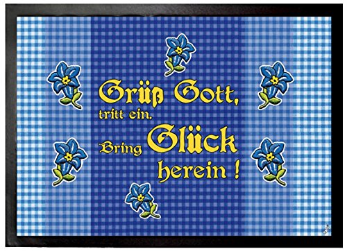 1art1 Zuhause Grüß Gott, Tritt EIN, Bring Glück Herein Fußmatte Dekomatte Innenbereich | Design Türmatte 70x50 cm von 1art1