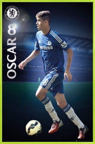 Fußball Poster Plakat | Bild und Kunststoff-Rahmen - FC Chelsea, Oscar DOS Santos 2014/15 (91 x 61cm) von 1art1