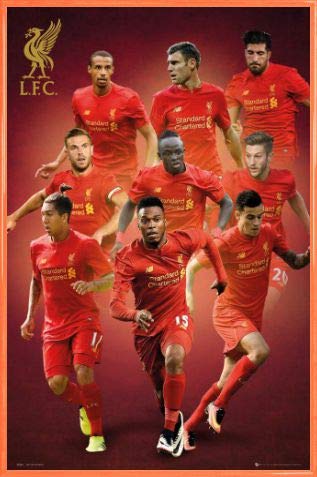 1art1 Fußball Poster Plakat | Bild und Kunststoff-Rahmen - Liverpool, Players 16/17 (91 x 61cm) von 1art1