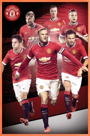 1art1 Fußball Poster Plakat | Bild und Kunststoff-Rahmen - Manchester United, Players 14/15 (91 x 61cm) von 1art1