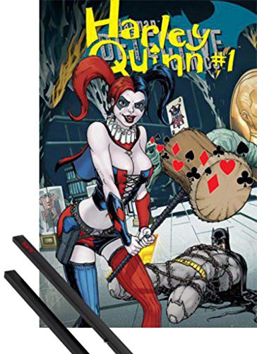 Gerechtigkeitsliga Plakat | Bild (91x61 cm) Harley Quinn + EIN Paar Posterleisten, Schwarz von 1art1