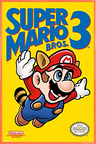 1art1 Super Mario Poster Plakat | Bild und Kunststoff-Rahmen - Bros. 3 Cover (91 x 61cm) von 1art1