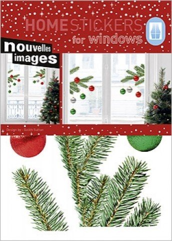 Weihnachten - Tannenzweige Und Christbaum-Kugeln Aufkleber Poster-Sticker Für Fenster (36 x 24cm) von 1art1