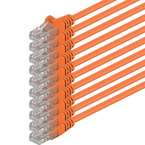0,25m - orange - 10 Stück - (Pack) - CAT.6 CAT6 Ethernet-LAN-Netzwerk-Kabel 1000 Mbit/s Patchkabel von 1aTTack.de
