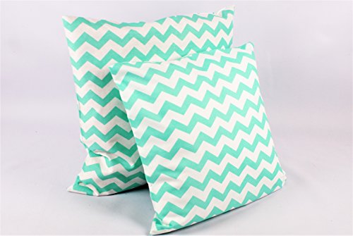 1buy3 Kissenbezug 2er-Pack! - Chevron Mint 40cmx 40cm aus 100% Baumwolle mit Reißverschluss - viele Größen zur Auswahl! von 1buy3