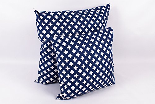 1buy3 Kissenbezug 2er-Pack! - Kreuze blau/weiß 40cmx 40cm aus 100% Baumwolle mit Reißverschluss - viele Größen zur Auswahl! von 1buy3