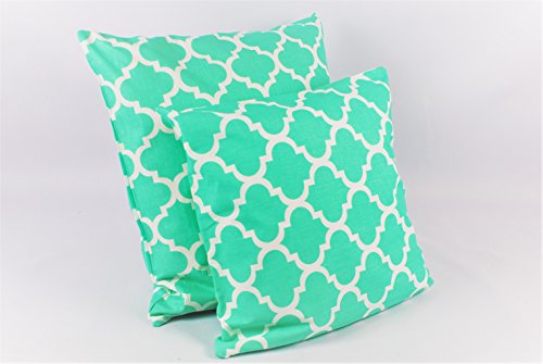1buy3 Kissenbezug 2er-Pack! - Marokko Mint 40cmx 40cm aus 100% Baumwolle mit Reißverschluss - viele Farben und Größen zur Auswahl! von 1buy3