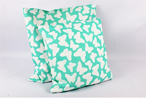 1buy3 Kissenbezug 2er-Pack! - Schmetterlinge Mint 40cmx 40cm aus 100% Baumwolle mit Reißverschluss - viele Farben und Größen zur Auswahl! von 1buy3