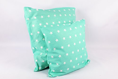 1buy3 Kissenbezug 2er-Pack! - Sterne Mint 40cmx 40cm aus 100% Baumwolle mit Reißverschluss - viele Größen zur Auswahl! von 1buy3