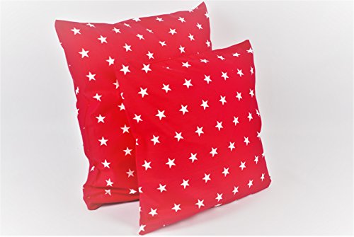 1buy3 Kissenbezug 2er-Pack! - Sterne rot 50cmx 50cm aus 100% Baumwolle mit Reißverschluss - viele Größen zur Auswahl! von 1buy3