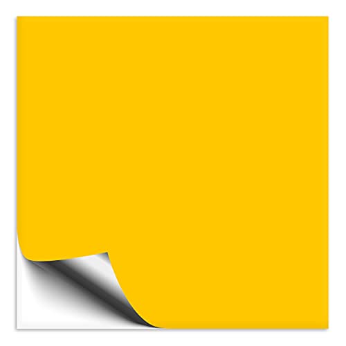 1 Stück Fliesenaufkleber gelb 15x15 cm matt, Klebefolie für Fliesen in Küche & Bad, Fliesen einfach überkleben mit selbstklebender Fliesenfolie von 1peak