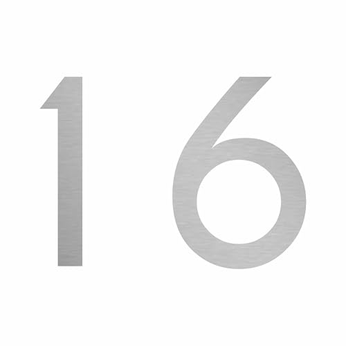 1peak Zahl 16 in Silber, 30 cm großer Sticker aus Selbstklebender Klebefolie zum aufkleben, wetterfeste Klebezahl 1peak Zahl 16 in Silber, 30 cm großer Sticker aus Selbstklebender Klebefolie zum aufkleben, wetterfeste Klebezahl von 1peak