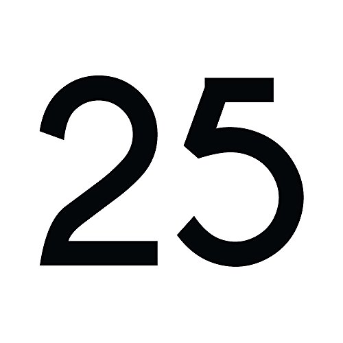 1peak Zahl 25 in schwarz, 30 cm großer Sticker aus Selbstklebender Klebefolie zum aufkleben, wetterfeste Klebezahl von 1peak