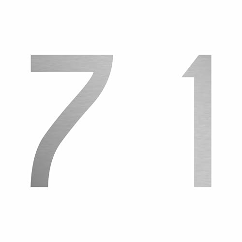 1peak Zahl 71 in Silber, 30 cm großer Sticker aus Selbstklebender Klebefolie zum aufkleben, wetterfeste Klebezahl von 1peak