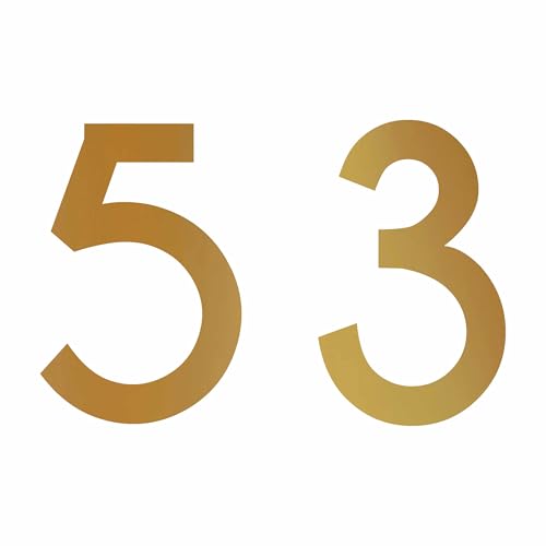 1peak Zahlen-Aufkleber 53 in Gold, 5 cm f. Geburtstag Kennzeichnung, zum gestalten als Hausnummer Beschriftung an Briefkasten, Mülltonne & glatten Flächen von 1peak