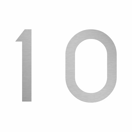 1peak Zahlenaufkleber Nummer 10, Silber, 30cm (300mm) hoch, Aufkleber mit Zahlen in vielen Farben + Höhen, wetterfest von 1peak