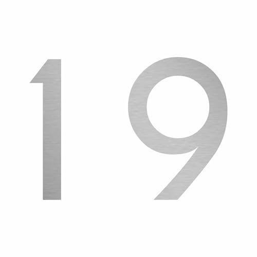 1peak Zahl 19 in Silber, 30 cm großer Sticker aus Selbstklebender Klebefolie zum aufkleben, wetterfeste Klebezahl von 1peak
