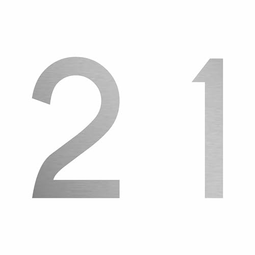 1peak Zahlen Aufkleber Nummer 21 in Silber, 2 cm, Klebezahl zur Beschriftung als Hausnummer für Briefkasten o. Auto & Motorrad von 1peak