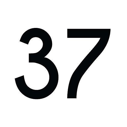 1peak Zahlenaufkleber Nummer 37, schwarz, 20cm (200mm) hoch, Aufkleber mit Zahlen in vielen Farben + Höhen, wetterfest von 1peak