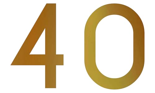 1peak Zahl 40 in Gold, 30 cm großer Sticker aus Selbstklebender Klebefolie zum aufkleben, wetterfeste Klebezahl von 1peak