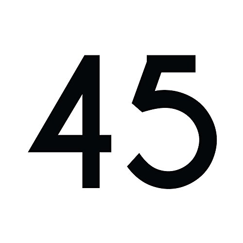 1peak Zahl 45 in schwarz, 30 cm großer Sticker aus Selbstklebender Klebefolie zum aufkleben, wetterfeste Klebezahl von 1peak