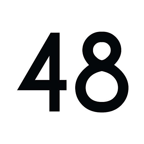 1peak Zahlenaufkleber Nummer 48, schwarz, 5cm (50mm) hoch, Aufkleber mit Zahlen in vielen Farben + Höhen, wetterfest von 1peak