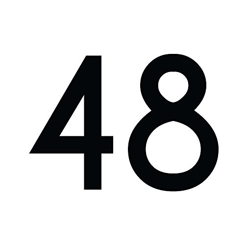 1peak Zahlen-Aufkleber 48 in schwarz, 5 cm, Kennzeichnung o. Hausnummer Beschriftung für Briefkasten, Mülltonne & Allen glatten Flächen von 1peak