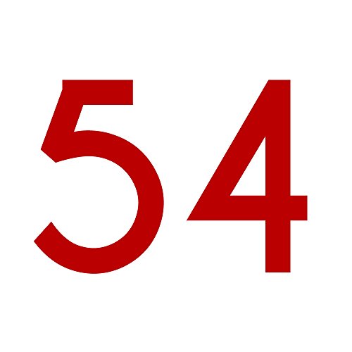 1peak Zahlenaufkleber Nummer 54, rot, 5cm (50mm) hoch, Aufkleber mit Zahlen in vielen Farben + Höhen, wetterfest von 1peak