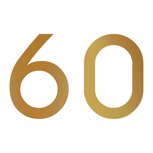 1peak Zahl 60 in Gold, 30 cm großer Sticker aus Selbstklebender Klebefolie zum aufkleben, wetterfeste Klebezahl von 1peak