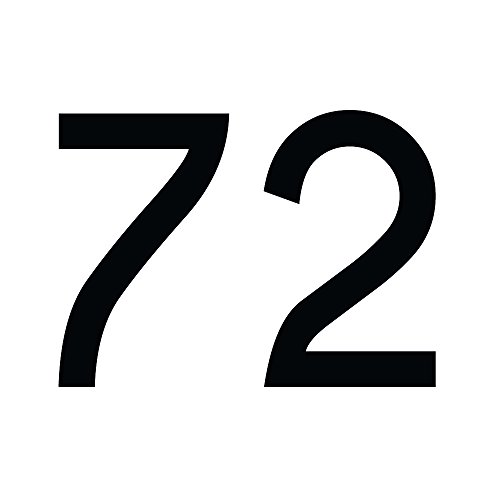 1peak Zahlenaufkleber Nummer 72, schwarz, 20cm (200mm) hoch, Aufkleber mit Zahlen in vielen Farben + Höhen, wetterfest von 1peak