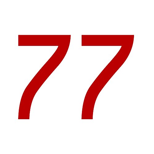 1peak Zahlenaufkleber Nummer 77, rot, 2cm (20mm) hoch, Aufkleber mit Zahlen in vielen Farben + Höhen, wetterfest von 1peak