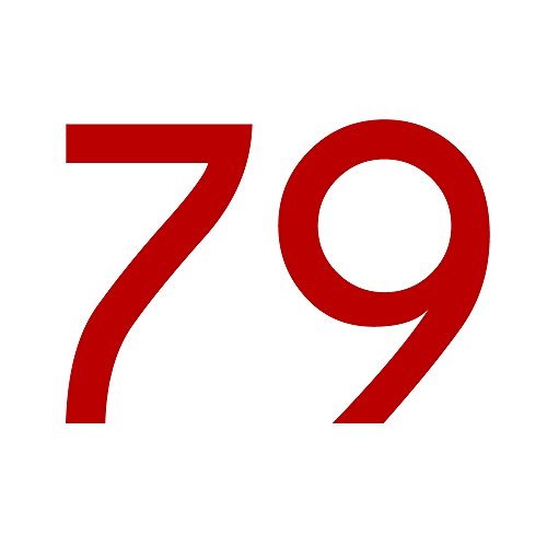1peak Zahlenaufkleber Nummer 79, rot, 5cm (50mm) hoch, Aufkleber mit Zahlen in vielen Farben + Höhen, wetterfest von 1peak