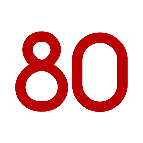 1peak Zahlenaufkleber Nummer 80, rot, 30cm (300mm) hoch, Aufkleber mit Zahlen in vielen Farben + Höhen, wetterfest von 1peak
