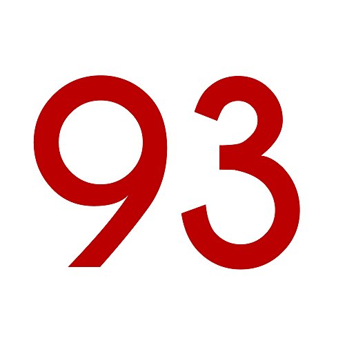 1peak Zahlenaufkleber Nummer 93, rot, 5cm (50mm) hoch, Aufkleber mit Zahlen in vielen Farben + Höhen, wetterfest von 1peak