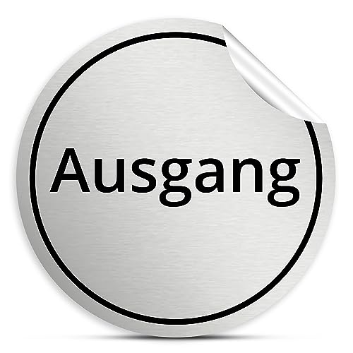 Ausgang Aufkleber ⌀10cm, silber, selbstklebender Sticker/Folie für die Tür & Tor, wetterfest von 1peak