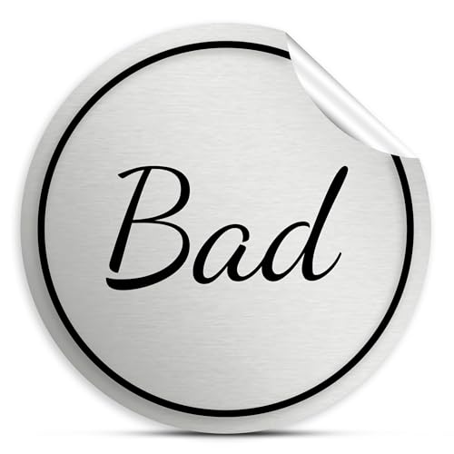Bad Aufkleber rund, 10cm in silber, selbstklebender Sticker/Folie Bad Aufkleber rund, 10cm in silber, selbstklebender Sticker/Folie von 1peak