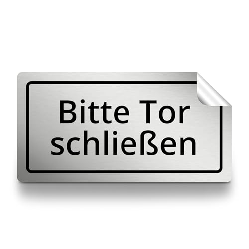 Bitte Tor schließen Aufkleber rechteckig, 15cm lang in silber, selbstklebender Sticker für das Tor, wetterfest Bitte Tor schließen Aufkleber rechteckig, 15cm lang in silber, selbstklebender Sticker für das Tor, wetterfest von 1peak
