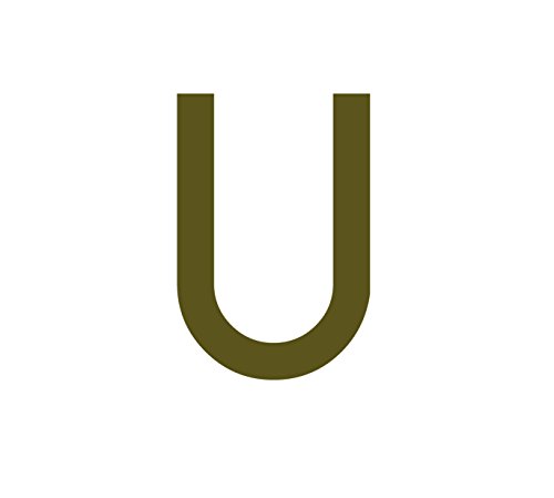 Buchstaben Aufkleber, wetterfest, einzelner Buchstabe U, Gold, 10 cm (100mm) großgeschrieben von 1peak