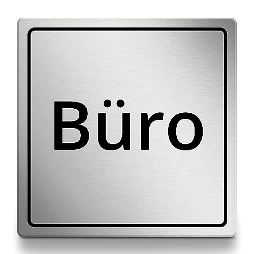 Büro Schild, 10x10cm in silber,Türschild, selbstklebend, wetterfestes Hinweisschild von 1peak