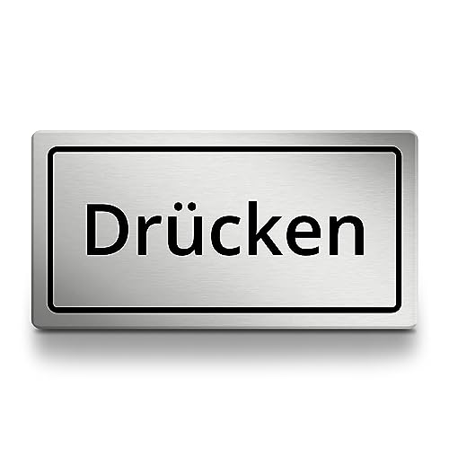 Drücken Schild rechteckig, 15cm lang in silber, selbstklebendes Schild aus Acryl für draußen, wetterfest und UV-beständiges Hinweisschild von 1peak