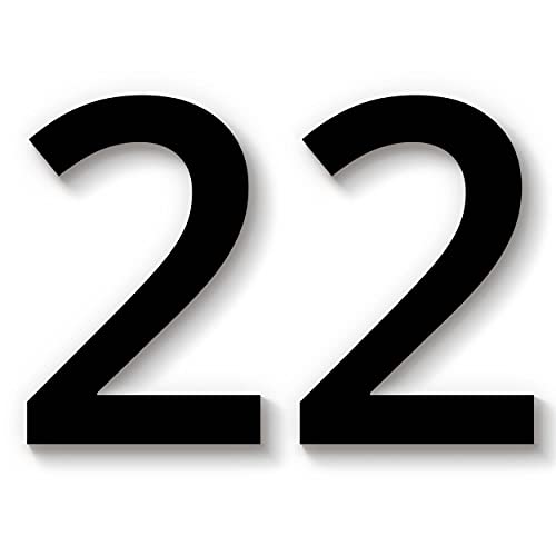 Hausnummer 22 in schwarz aus Acryl, wetterfest, 15cm hoch, mit Abstandshalter, Schrauben & Dübel, weitere Befestigungsmöglichkeiten & Höhen verfügbar von 1peak