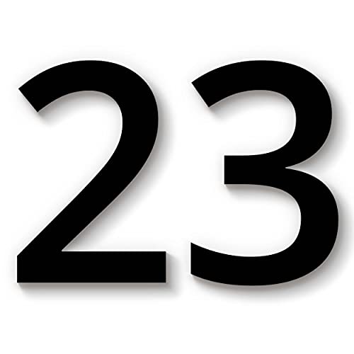 Hausnummer 23 in schwarz aus Acryl, wetterfest, 10cm hoch, mit Abstandshalter, Schrauben & Dübel, weitere Befestigungsmöglichkeiten & Höhen verfügbar von 1peak