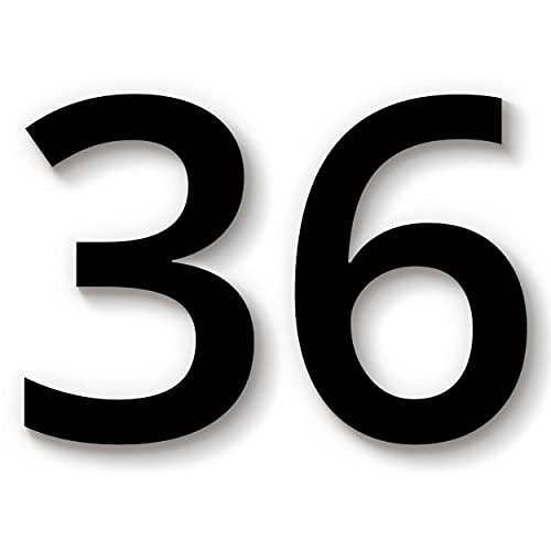 Hausnummer 36 in schwarz aus Acryl, wetterfest, 15cm hoch, mit Abstandshalter, Schrauben & Dübel, weitere Befestigungsmöglichkeiten & Höhen verfügbar von 1peak